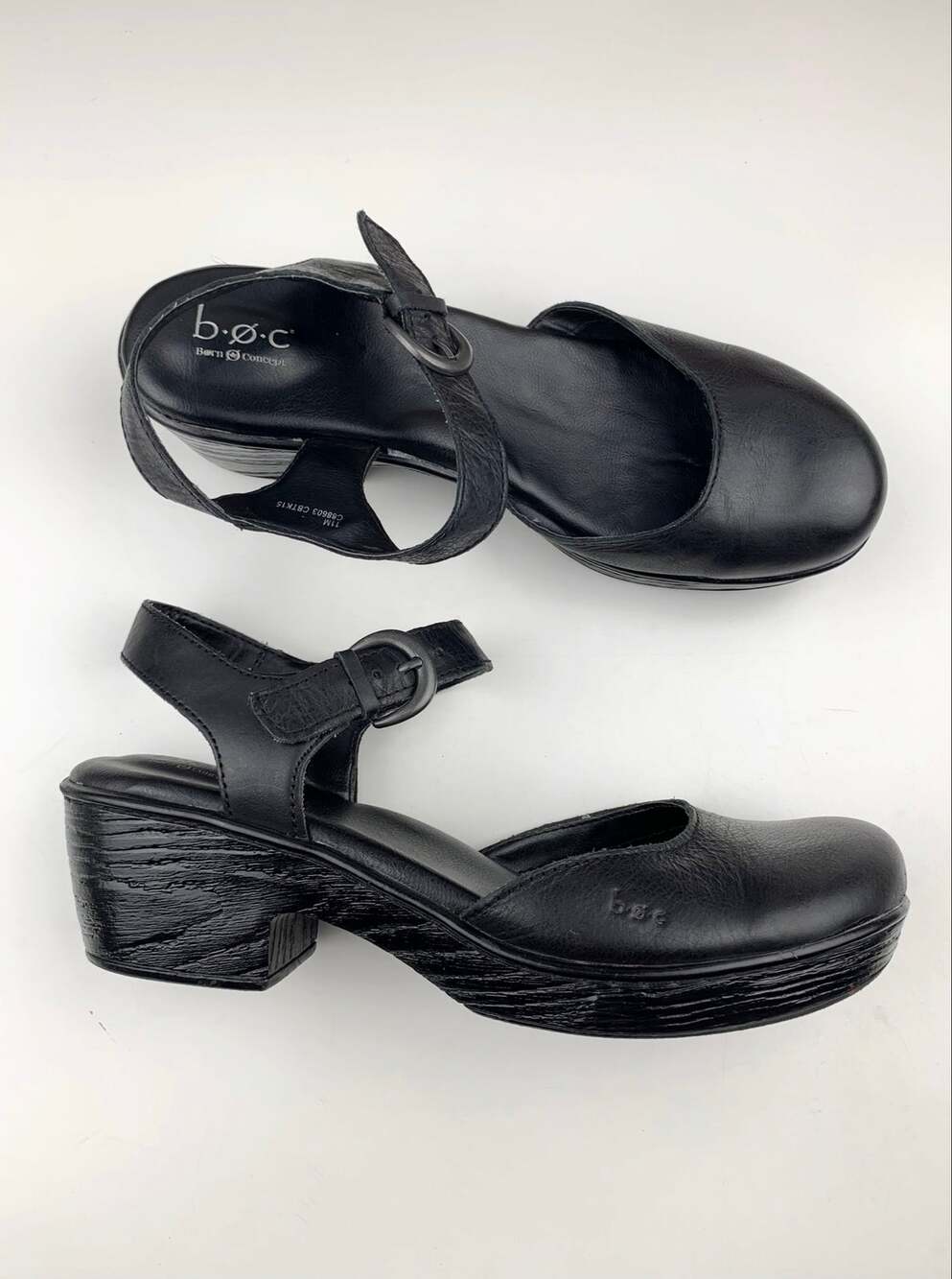 BOC Gia Mary Jane Clogs Sandals Platform Black Leather Comfort Shoes Women's 11